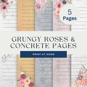 Grungy Rosen auf Beton, Briefpapier, Briefe schreiben, Briefe schreiben, Briefpapier, Personalisierung, Mix and Match