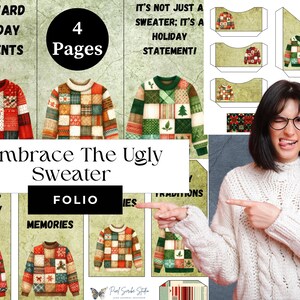 Omarm de Ugly Sweater Junk Journal Folio | Creatief schrijven | Digitale download | Thuis afdrukken | Milieuvriendelijk | Cadeaukaarthouder