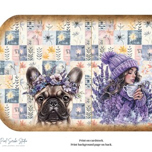 Interaktiver Wasserfall Folio | Lavendel-Träume: Kaffee im Winter l Junk Journal | Digitaler Download | Drucken Sie zu Hause