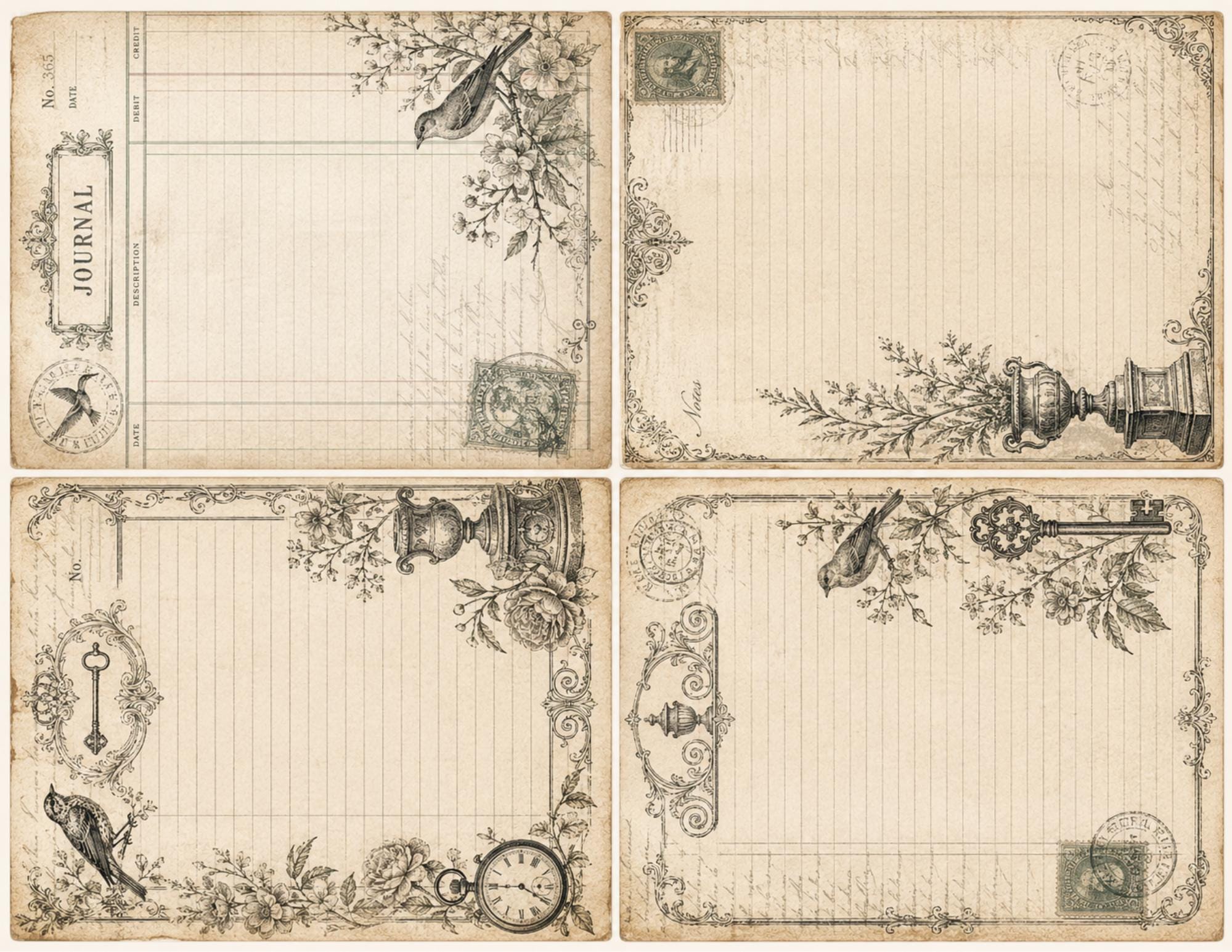 Engraved Victorian Junk Journal Kit – 58 Printable Pages, Vintage ...