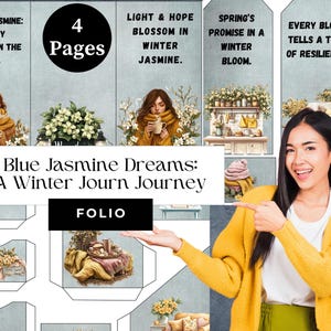 Blue Jasmine Dreams: een winterreis-junkjournaal | Creatief schrijven | Digitale download | Thuis afdrukken | Milieuvriendelijk | Cadeaukaarthouder
