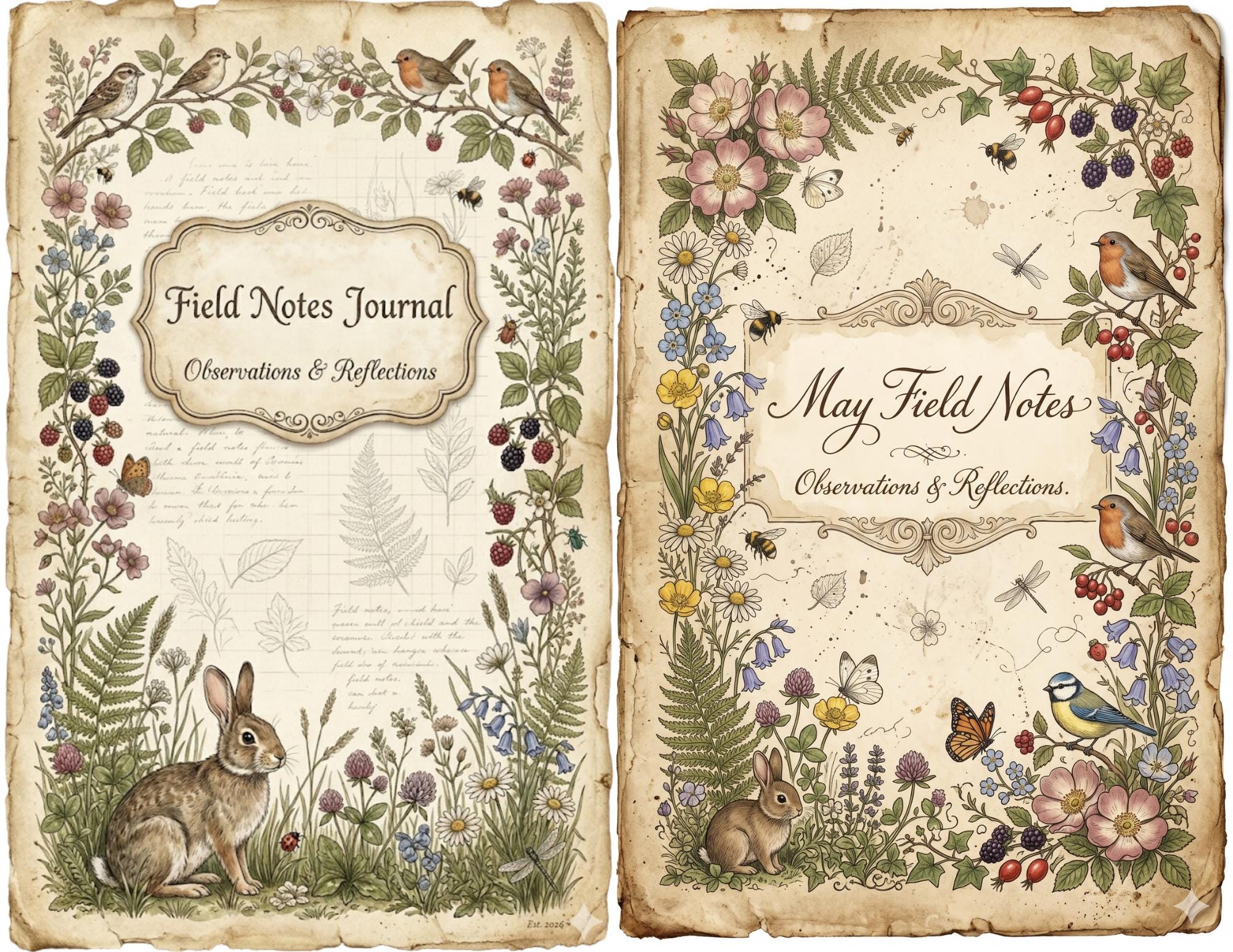 Naturalist Field Notes Journal Kit | Vintage Botanical Printable Pages ...