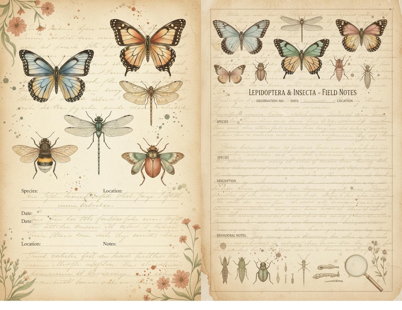 Botanical Field Notes – Flora & Fauna Journal Kit | Vintage Nature ...