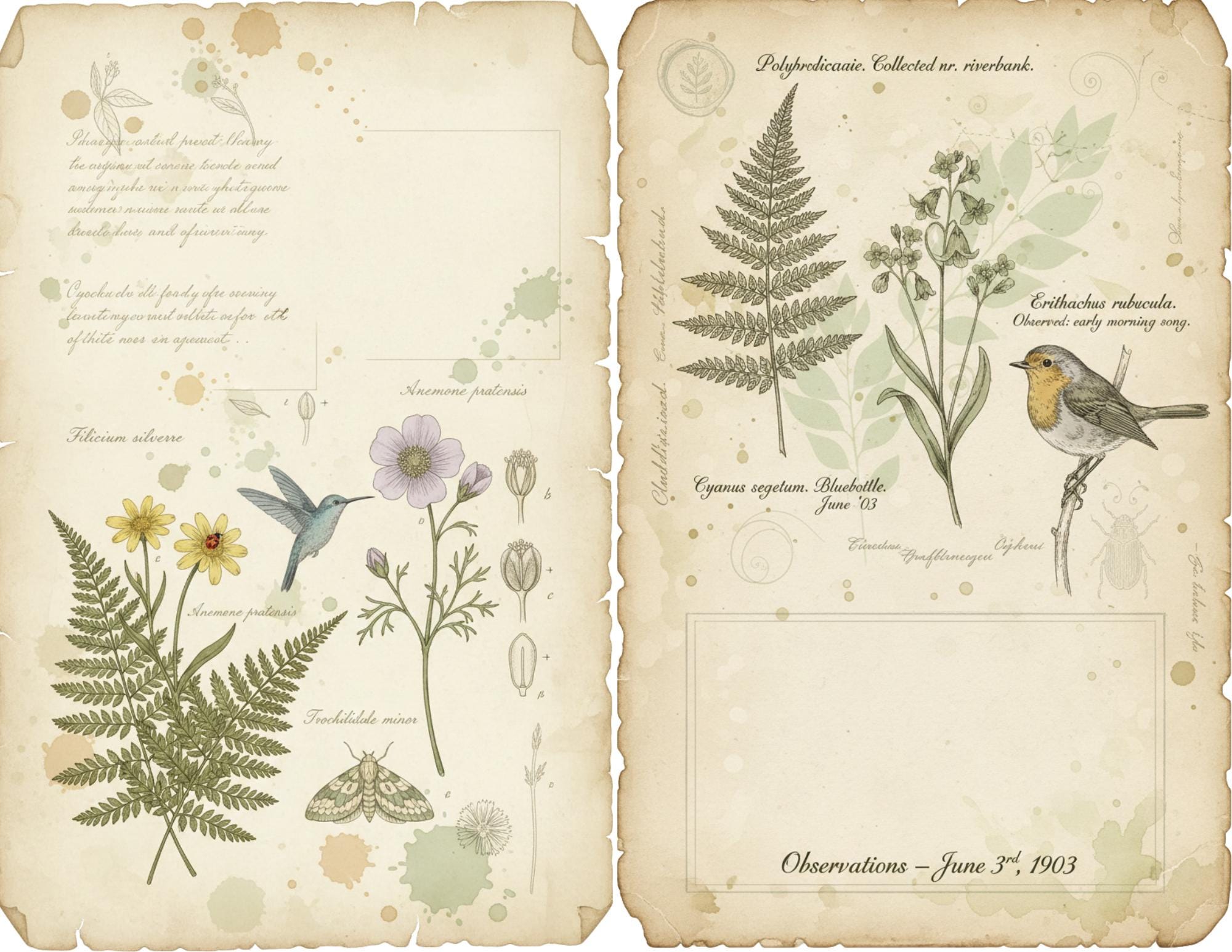 Botanical Field Notes – Complete Collection (20 Pages) | Vintage ...