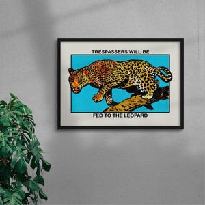 Invasores serão alimentados com a arte de parede estética de leopardo - pôster minimalista para decoração de quarto e sala de estar - citação moderna para impressão