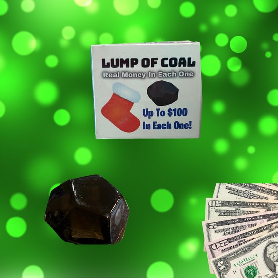 Merry Christmas Black Lump of Coal Money Soap With Real Money Inside 1, 5,  10, 20 or 100, Pine Scented Stocking Stuffer 