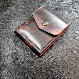Cartera EDC negra jaspeada, cartera delgada con cierre de botón