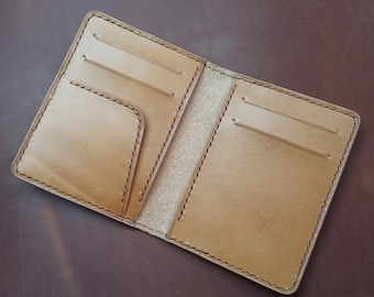 Cartera plegable personalizada de cuero color whisky butterro