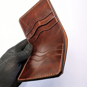 Billetera delgada para hombre con personalización, billetera vertical para 6 tarjetas de Horween chromexcel