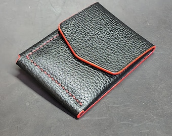 Black Edc Wallet with Flap Red Edges