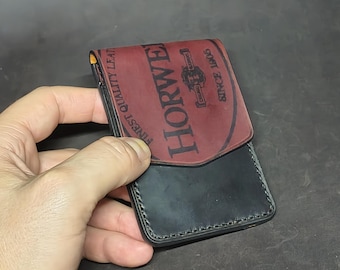 Horween Slim Card Holder, Chromexcel leather, Traditional Edc Bicolor Wallet