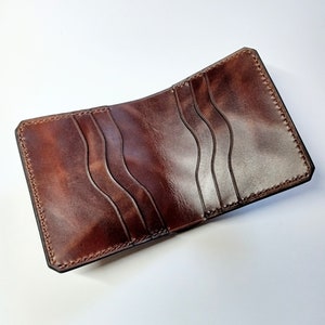Cartera plegable de punto de cruz cosida a mano, cartera vertical para 6 tarjetas
