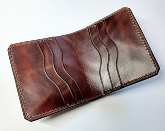 Hand stitched needlepoint bi-fold wallet, 6 cards vertical wallet
