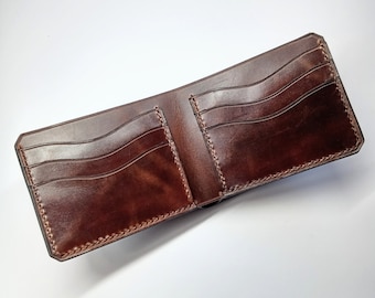 Full grain Horween leather 6 cards wallet, hand-stitched needlepoint horween wallet with personalization