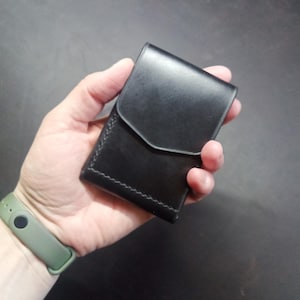 Black Horween Edc Wallet with Flap