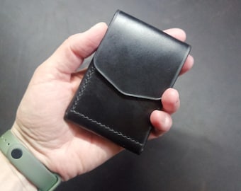 Black Horween Edc Wallet with Flap