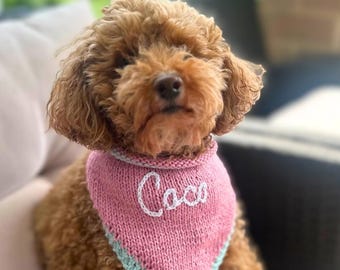 Pañuelo de punto personalizado para perros / Prendas de punto con el nombre de tu mascota / Accesorios para mascotas