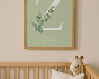 Kunst aan de muur kinderkamer gepersonaliseerde eerste naam bloemen digitaal bestand