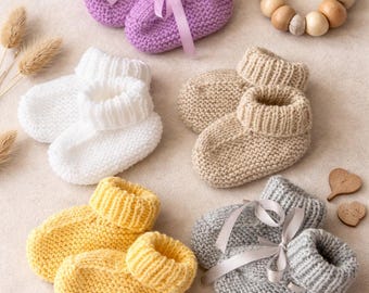 Botines de bebé tejidos a mano con cinta, zapatos para recién nacidos, de 0 a 6 meses.