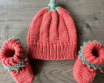 Set babyslofjes en beanie Halloween-pompoen