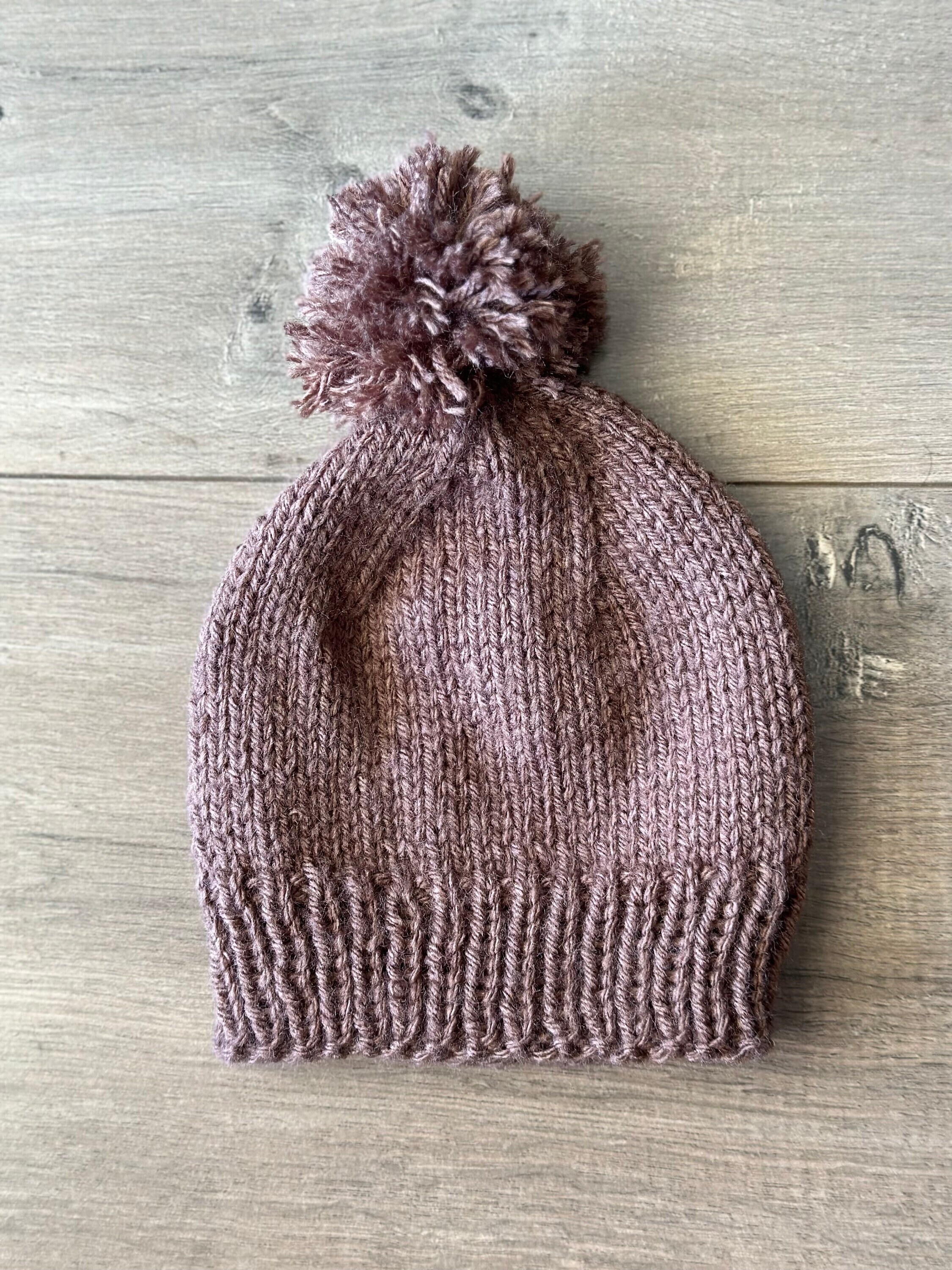 Knitted baby beanie with Pom Pom - Thumbnail 2