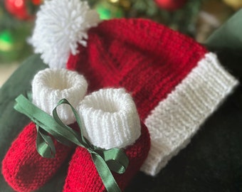 Set kerstbabyslofjes en -beanie