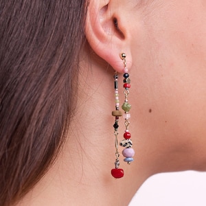 Lange oorbellen, oorbellen voor-achter, unieke handgemaakte oorbellen, perfect om cadeau te geven, oorbellen Dalmatische jaspis