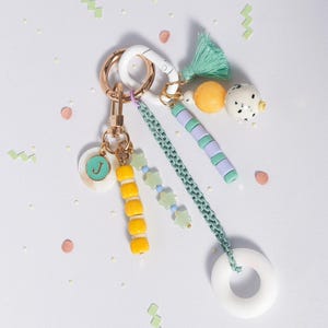 Personalized Colorful Chunky Beaded Bag Charm, Trendy Bag Charm Keychain, Backpack Big Keychain, Monogram Purse Charm, Colourful bag charm