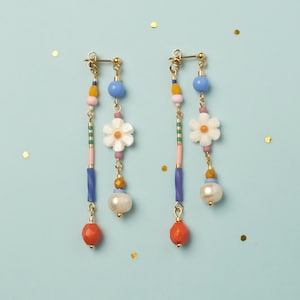 Ear Jacket Floral Front-Back Earrings, Flower earrings, Unique and Fun Handmade Earrings perfects for gifting, Daisy Earrings -EAR024