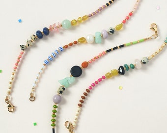 Colorful Beaded Bracelet in Bright  colors, unique jewelry Bracelet with Natural Gemstones, friendship Bracelet gift Idea