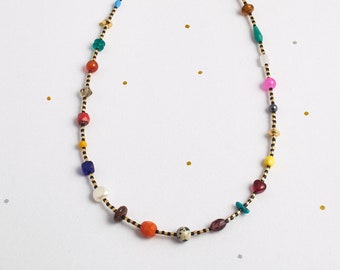 Collier de perles de couleurs vives, collier de perles Miyuki, collier coloré, cadeau de demoiselle d'honneur, cadeau pour maman, cadeau fait main, NLC004