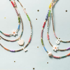 Personalized gift initial Necklace - Stackable  Necklace - Choker necklace - Colorful necklace - Pearl Necklace - Personalized gift idea