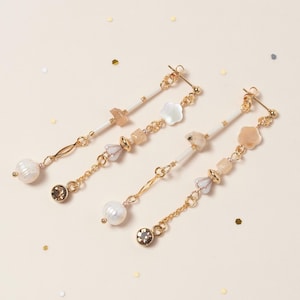 Boucles d'oreilles Dainty Pearl Ear Jacket : Modèle fait main recto-verso