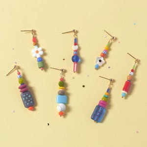 Dangle and drop Earrings - Mis matched earrings - Mix and Match Fun Dangle Earrings - Personalized Unique and Colorful Beaded Earrings
