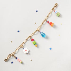 Handgefertigtes, farbenfrohes Charm-Armband: Tschechisches Glas & Perlmutt