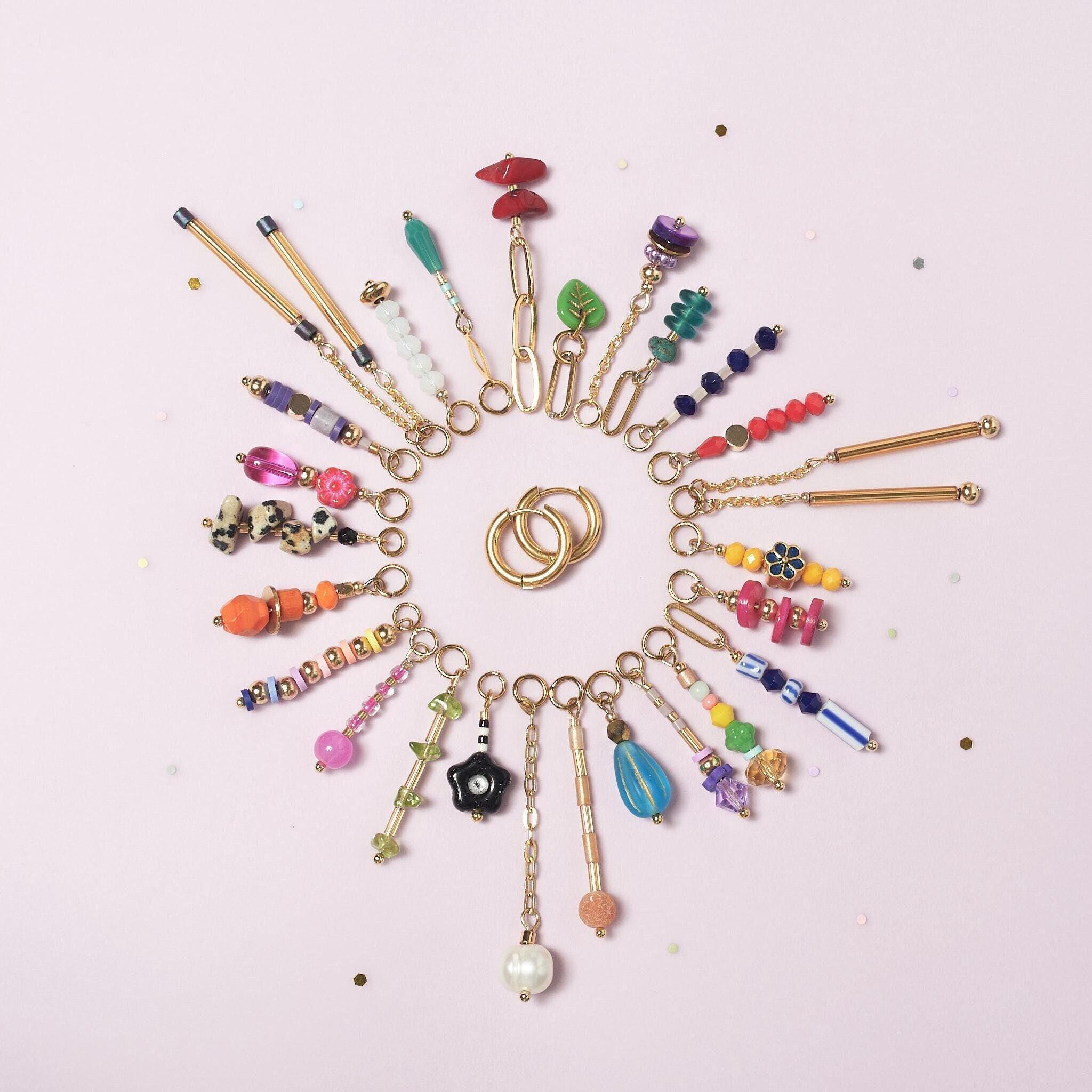 Customizable Huggie Hoops: Mix and Match Gemstone & Crystal Charms