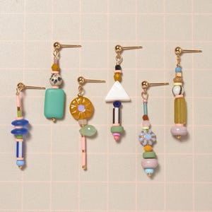 Mis match earrings - Trendy and Stylish Friend Gift: Pastel Colored Mix and Match Dangle Earrings - Unique and Colorful Mismatched Earrings