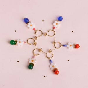 Daisy Flower Fun and colorful huggie hoops Earrings EAR042