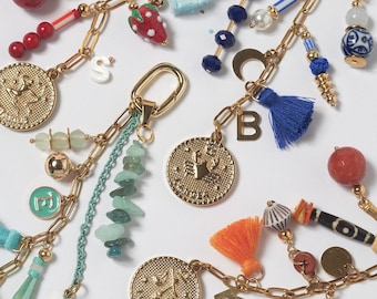 Trendy Bag Charm Keychain, Gold Keychain Bag Accessory Purses, Big Keychain, Purse Charm, Zodiac bag charm, gift for teacher