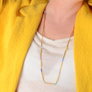 Minimalist Long necklace. Beaded Necklace, Colorful necklace, bridesmaid gift, gift for her, Handmade gift, dainty long necklace