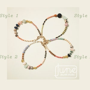 Colorful Beaded Bracelet in Bright colors, unique jewelry Bracelet with Natural Gemstones, friendship Bracelet gift Idea image 3