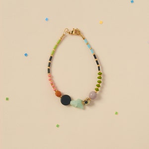 Colorful Beaded Bracelet in Bright colors, unique jewelry Bracelet with Natural Gemstones, friendship Bracelet gift Idea image 8