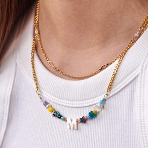 Personalized Initial Necklace: Gold Plated Chain, Czech Glass Beads
