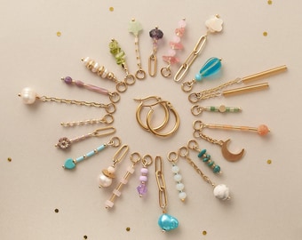 Build Your Own Earring, Huggie Hoops with Customizable Charm, Mix and Match Jewelry