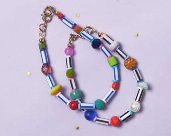Pulsera de cuentas de cristal checo, joyería colorida hecha a mano