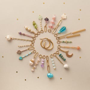 Crea i tuoi orecchini, cerchietti Huggie con ciondolo personalizzabile, abbina e abbina i gioielli