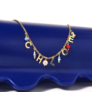 Collar con nombre personalizado chapado en oro: joyería con inicial personalizada