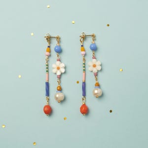 Handmade Front Back Earrings, Flower earrings, Unique and Fun Handmade Earrings perfects for gifting, Daisy Earrings -EAR024