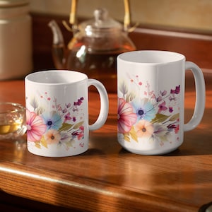 Boho Wildflowers | Cottagecore Coffee Mug |Flowers Mug | Floral Mug | Flower Garden Lover | Gift for Her