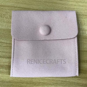 50 PCS Personalized Logo Jewelry Bag, Multi-color Microfiber Snap Button Bags, Custom Travel Pouch Bag for Earrings Brooch Ring Wedding Gift